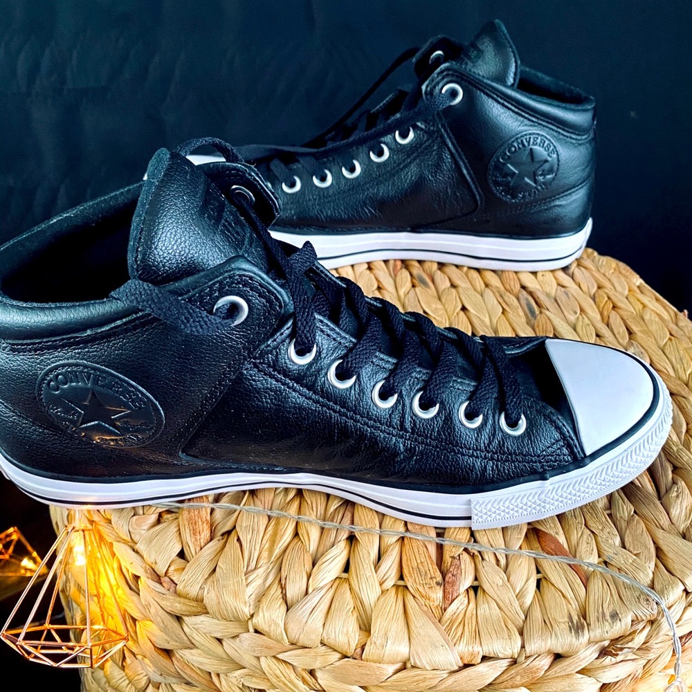 Leather Black Converse Sneakers All Star Men 10